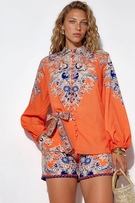 Pijlen geweven playsuit met strikdetail - Image 1