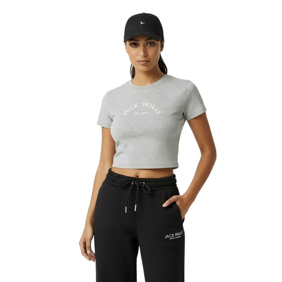 Jack Wills Dames/Dames 1 Katoenen Broek T-Shirt (Grijs Marl Marl) - Image 3