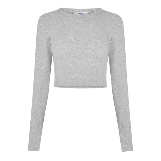 JJXX Feline Slim T-shirt met lange mouwen en cropped pasvorm voor dames (Grijze Melange) - Image 1