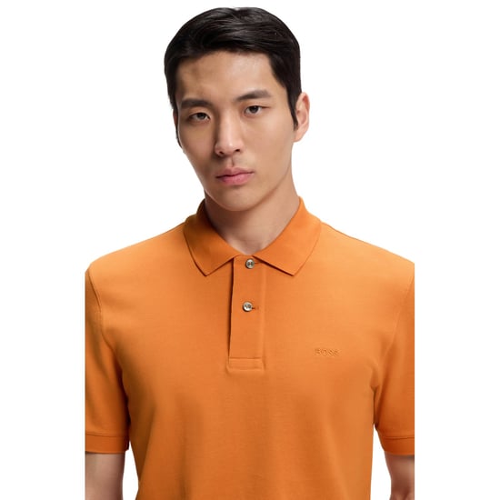 Boss Heren Pallas Katoenen Regular Polo Shirt (Middel Oranje) - Image 3