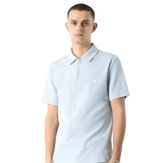Pretty Green Heren Islington Quarter Zip Regular Poloshirt (Lichtblauw) - Image 1