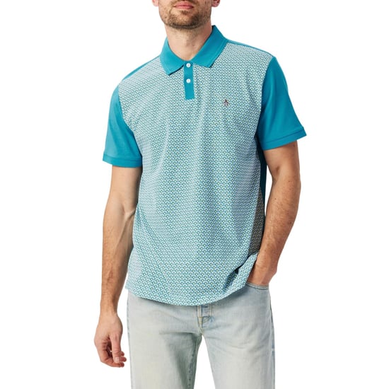 Original Penguin Heren Geometrisch Regular Korte Mouwen Polo Shirt (Blauwe Maan) - Image 1