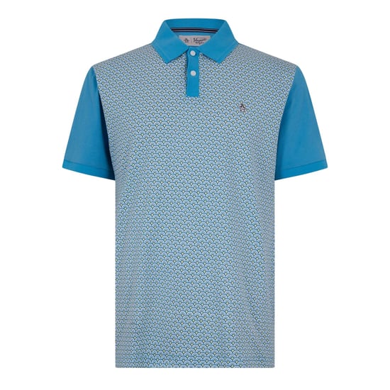 Original Penguin Heren Geometrisch Regular Korte Mouwen Polo Shirt (Blauwe Maan) - Image 2