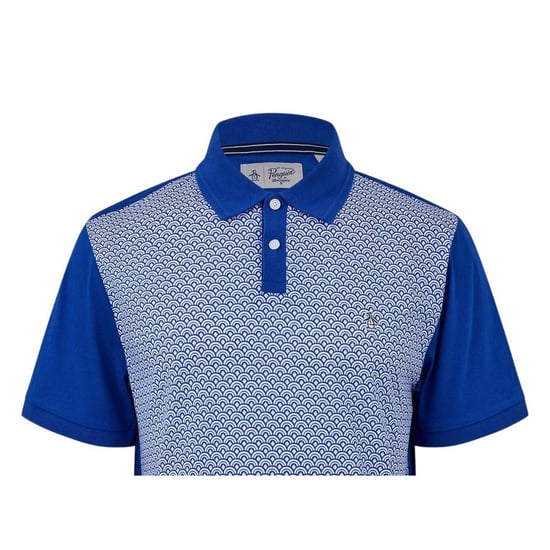 Original Penguin Heren Geometrisch Regular Korte Mouwen Polo Shirt (Mazarine Blauw) - Image 4