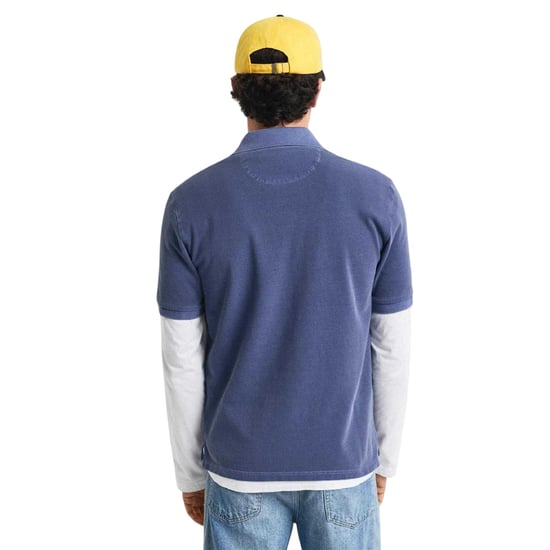 Gant Herenpolo met logo, piqué, in vervaagde kleur (Marine) - Image 3