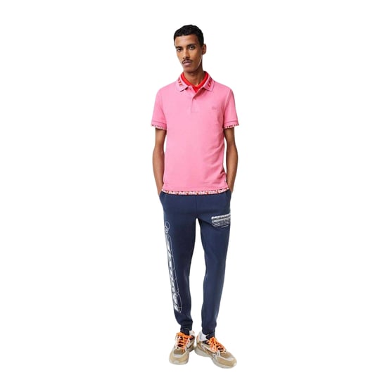 Lacoste Heren Movement Gegraveerde Kraag Polo Shirt (Roze) - Image 3