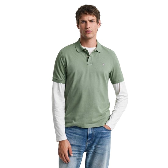 Gant Effen herenpoloshirt met normale pasvorm (Groen) - Image 1