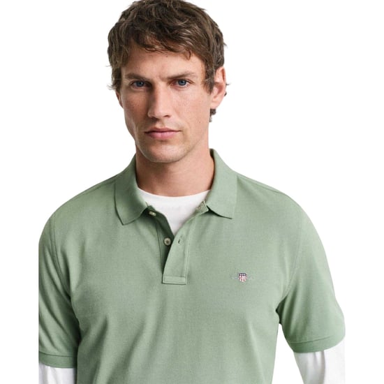 Gant Effen herenpoloshirt met normale pasvorm (Groen) - Image 3
