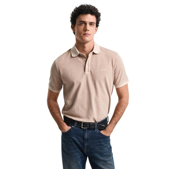 Gant Herenpolo met logo, piqué, in vervaagde kleur (Zand) - Image 3