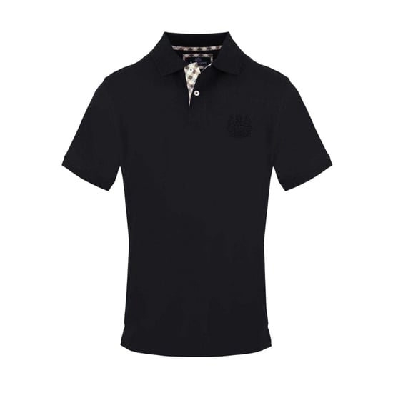 Aquascutum Heren Geborduurd Logo Poloshirt (Zwart) - Image 1