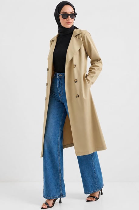 Dubbelbreasted Lange Trenchcoat - Image 1