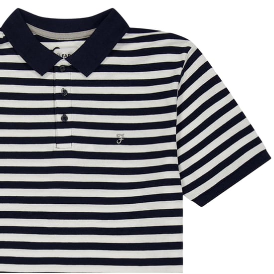 Farah Gestreepte, in het garen geverfde poloshirt voor kinderen (Zwart) - Image 3