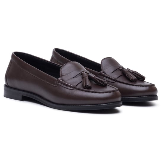 Hush Puppies Connie Leren Dames Chocolade Instappers - Image 3