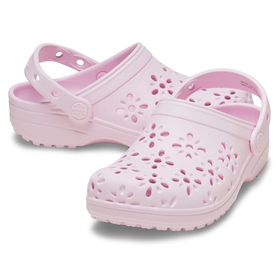 Crocs Classic Bloemige Uitsnede EVA Kinder Roze Melk Klompen - Image 3