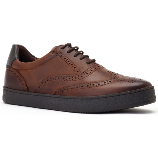 Base London Christo Leren Heren Bruine Veterschoenen - Image 1