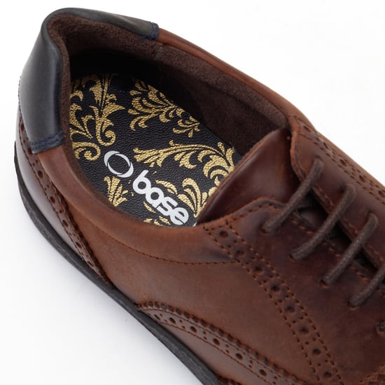 Base London Christo Leren Heren Bruine Veterschoenen - Image 6