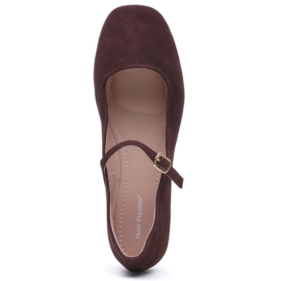 Hush Puppies Pasha Suède Dames Chocolade Ballerina's - Image 5