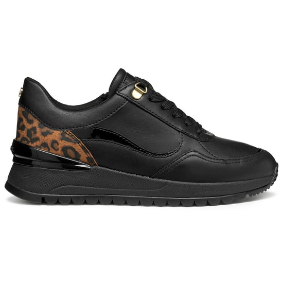 Geox D Desya A Leren Dames Zwarte Sneakers - Image 1