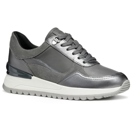 Geox D Desya A Leren Dames Donkergrijze/Gun Sneakers - Image 1