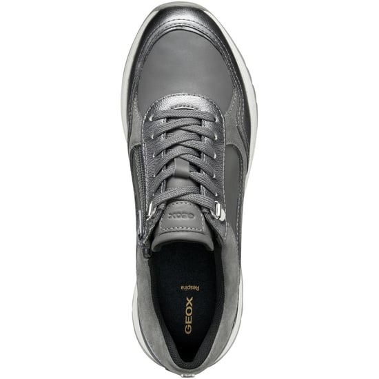 Geox D Desya A Leren Dames Donkergrijze/Gun Sneakers - Image 4