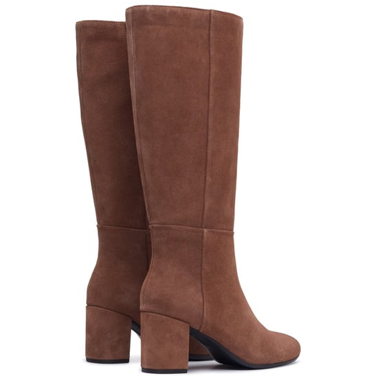 Hush Puppies Oprah Suede Long Leather Women's Mocha Heeled Knee High Boots - Image 2