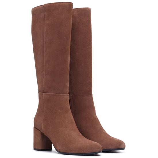 Hush Puppies Oprah Suede Long Leather Women's Mocha Heeled Knee High Boots - Image 3