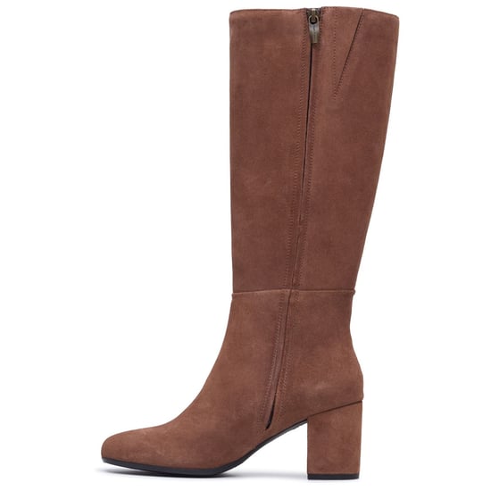 Hush Puppies Oprah Suede Long Leather Women's Mocha Heeled Knee High Boots - Image 6