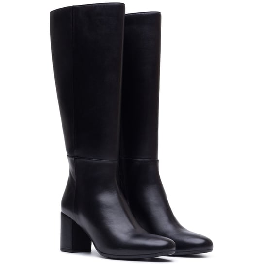 Hush Puppies Oprah Lange Leren Dames Zwarte Hoge Hak Knie Hoge Laarzen - Image 3