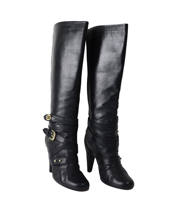 Mulberry Postman's Lock kniehoge laarzen in zwart leer - Image 3