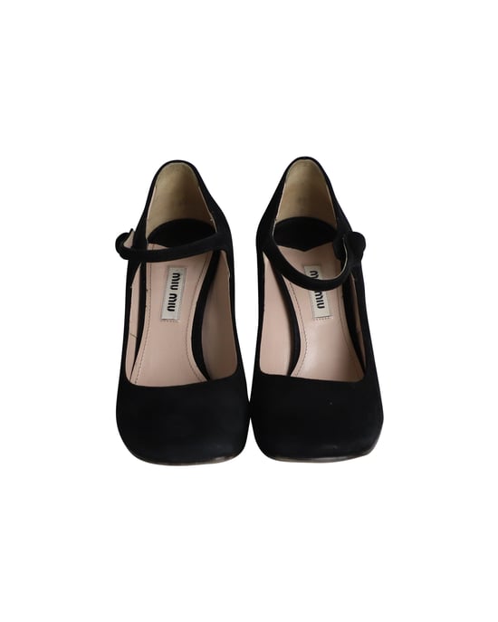 Miu Miu wedge pumps in zwart suède - Image 2