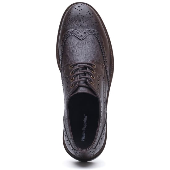 Hush Puppies Isaac Leather Men's BROWN Brogues Shoes - Image 5