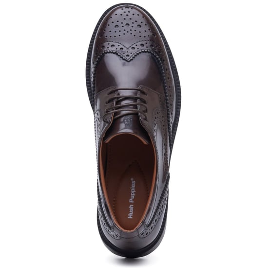 Hush Puppies Verity Hi-Shine Leren Dames Chocolade Brogues Schoenen - Image 5
