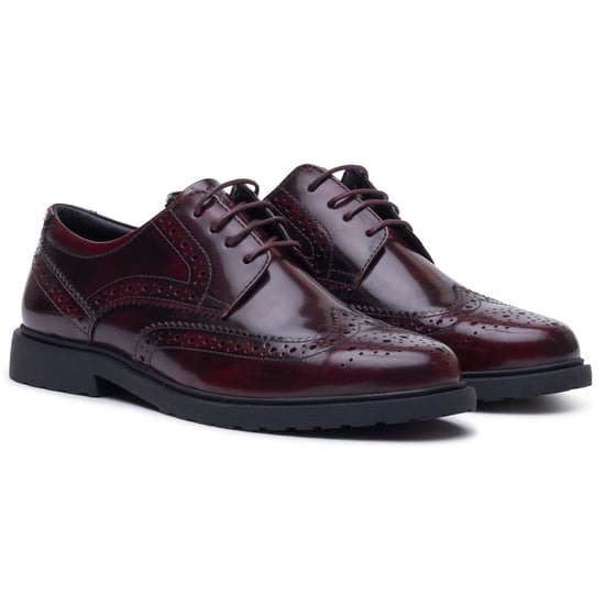 Hush Puppies Verity Hi-Shine Lederen Dames Plum Brogues Schoenen - Image 3
