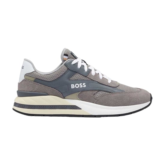 Boss Heren Kurt Leren Hardlooptrainers (Grijs) - Image 1