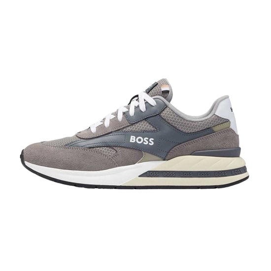 Boss Heren Kurt Leren Hardlooptrainers (Grijs) - Image 3