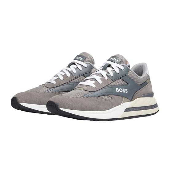 Boss Heren Kurt Leren Hardlooptrainers (Grijs) - Image 5