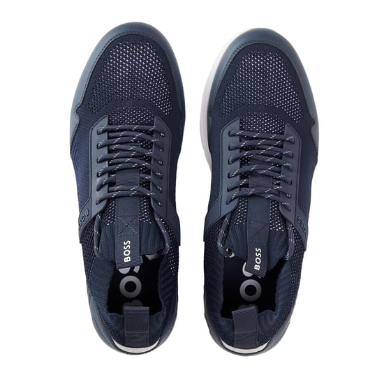 Boss Lage herensneakers van extreem leer (Donkerblauw) - Image 3