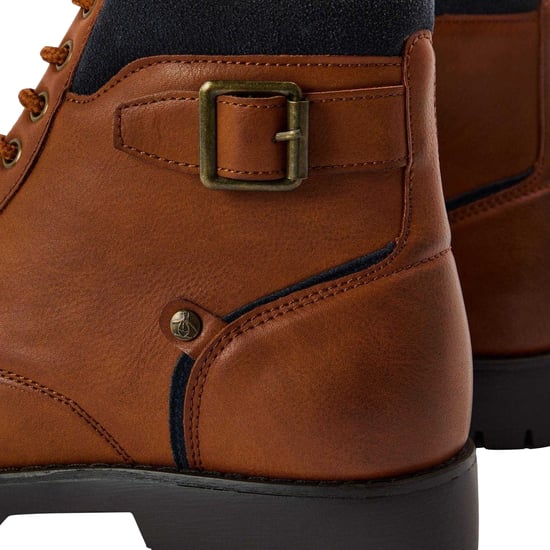 Original Penguin Effen leren combatlaarzen voor heren (Bruin) - Image 4