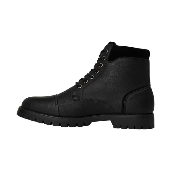 Original Penguin Effen leren combatlaarzen voor heren (Zwart) - Image 2