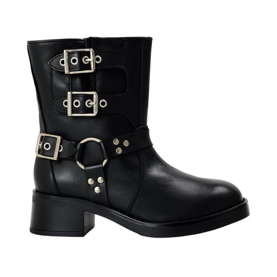 Steve Madden Motorlaarzen voor dames van kalfsleer met blokhak (Zwart) - Image 1