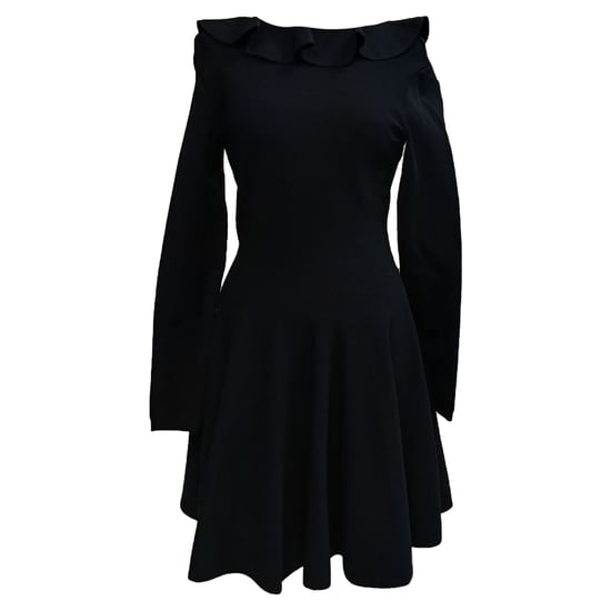 Valentino Garavani mini-jurk met ruches en lange mouwen in zwarte viscose - Image 1