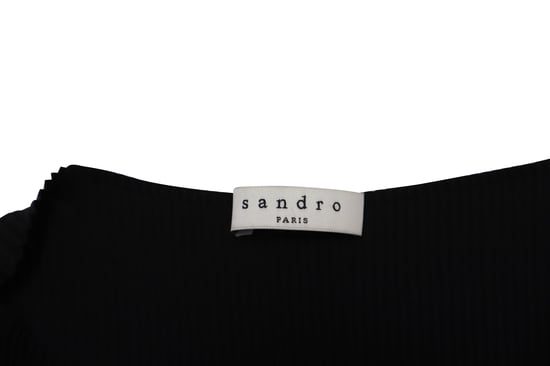Sandro Paris geplooide nauwsluitende jurk met bretels in zwarte viscose - Image 5