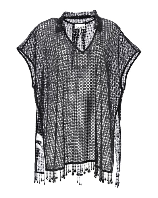 Ganni gehaakte strandjurk met kralen in zwart polyester - Image 1