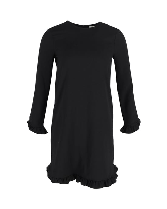 Ganni jurk met ruches aan de zoom in zwart polyester - Image 1
