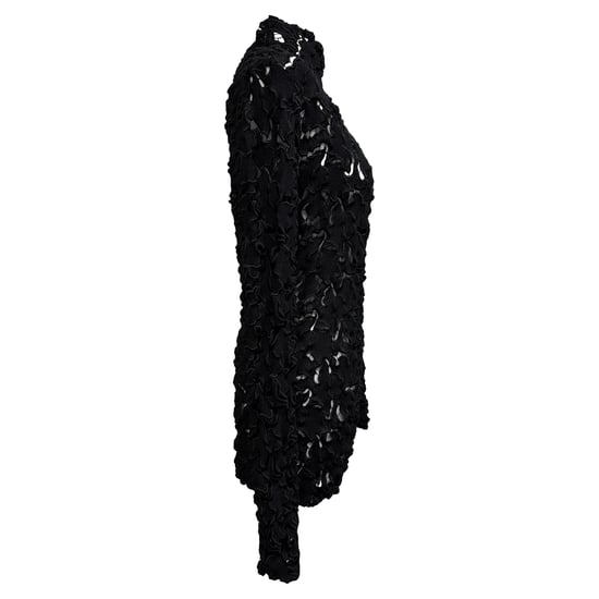 Bottega Veneta blouse met kanten patroon en opstaande kraag in zwart polyester - Image 2