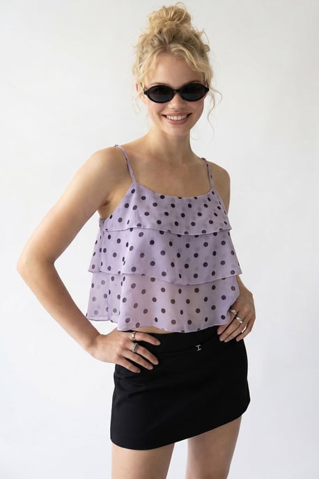 Polkadot Chiffon Crop Top - Image 3