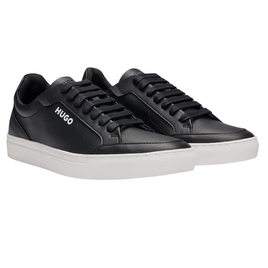 Hugo Heren Futurism leren platte sneakers met ronde neus (Zwart) - Image 3