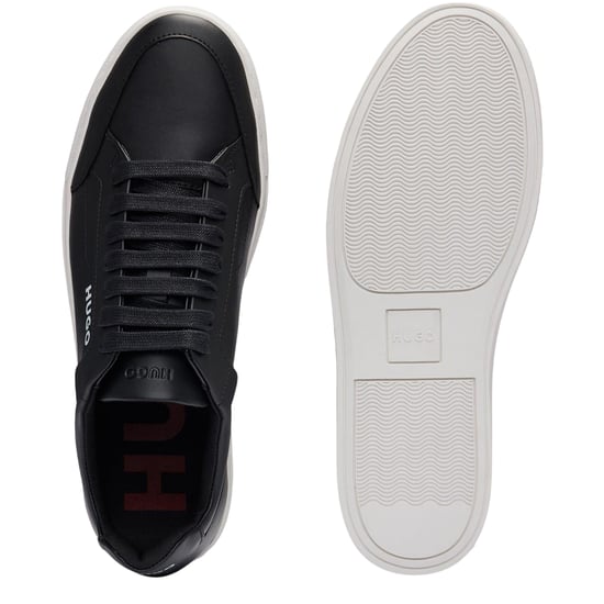 Hugo Heren Futurism leren platte sneakers met ronde neus (Zwart) - Image 4