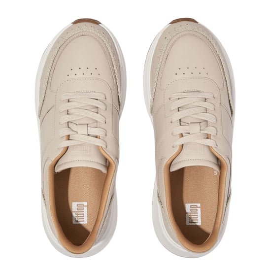 FitFlop Gehaakte leren platte sneakers voor dames (Beige) - Image 3