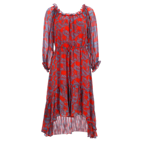 Diane Von Furstenberg midi-jurk met ruches en print in rode zijde - Image 1